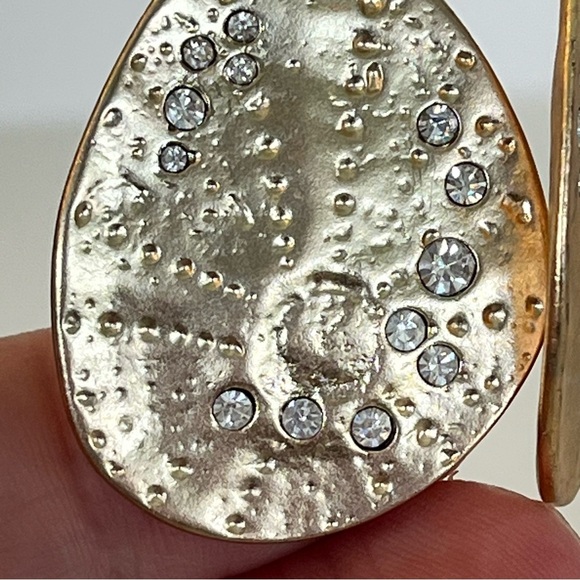 Gold Dangle Earrings with Crystal Accents - Picture 6 of 8